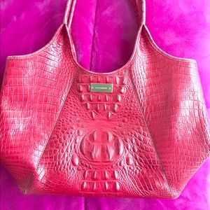 Brahmin Red Croco Leather Satchel Shoulder Bag